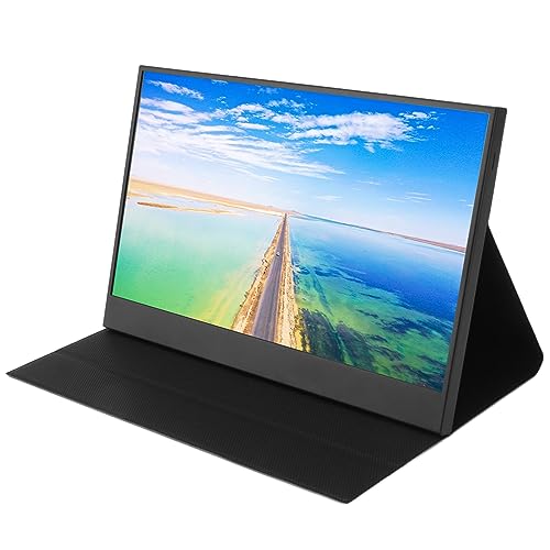 HUAOSN ポータブルモニター、13.3 インチ Type C コンピュータディスプレイ、1080P マルチメディアインターフェイスラップトップモニター、ラップトップ携帯電話用の薄いボーダーレザーカバー付きスクリーンディスプレイ HUAOSN73mzpaknq9
