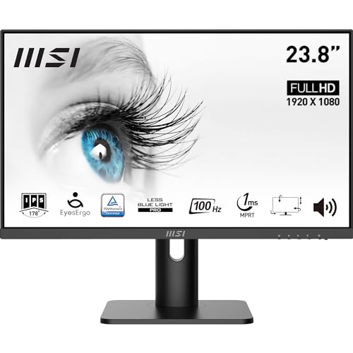 MSI PRO MP243XP 24インチ IPS 1920 x 1080 (FHD) コンピューターモニター 100Hz アダプティブ同期 HDMI DisplayPort VESAマウント可能 傾き 高さ調整可能 スピーカー 1ms ブラック