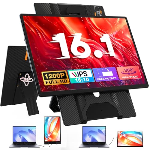 CIDETTY ノートパソコン画面エクステンダー ポータブルモニター デュアル16.1インチ 1080P FHD IPSスクリーン ノートパソコン用の取り外し可能なモニターエクステンダー 13~17インチのノートパソコンに対応 Windows/Mac/Chrome/Androidに対応 N2
