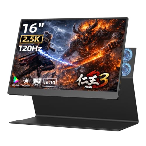 Bettdow モバイルモニター 16インチ 2.5K モバイルディスプレイ 120HZ 非光沢IPS液晶パネル 2560*1600 マグネット保護カバー付き 高輝度300nit 100％sRGB 広色域 HDR ポータブルモニター アルミ製 薄型 軽量 USB Type-C/HDMI/スピーカー内蔵Switch/PS3/PS4/PS5/Xbox/PC/スマホ/Macなど対応 日本語取扱説明書付き AC1086pro