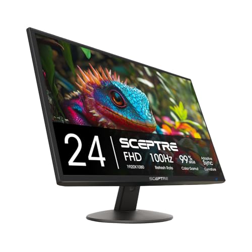 Sceptre 24インチ ゲーミングモニター 100Hz FreeSync 2X HDMI 1X VGA 内蔵スピーカー、マシンブラック 2026 (E248W-FW100TRシリーズ) E248W-FW100T.A1