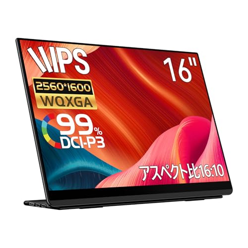 EHOMEWEI モバイルモニター WQXGA 16インチ 2.5K 2560x1600【Windows/MacOS】対応 99% DCI-P3 超薄型 6mm LQ-160NW