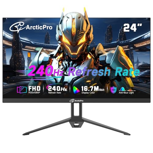 ArcticPro 24インチ ゲーミングモニター 240Hz FHD 1080p 応答時間1ms アダプティブ同期 PCコンピューターモニター フレームレス ウルトラスリム 99%sRGB フィルター AD24EF4Y