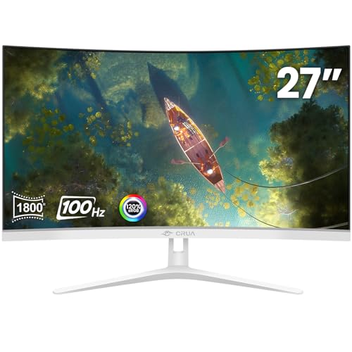 CRUA 32インチ ゲーミングモニター FHD(1920 * 1080P) VAスクリーン 144Hz/180Hz カーブモニター 1800R 100%sRGB AMD Freesync HDMI DisplayPort対応 壁取り付け可能 ブラック CR320QB