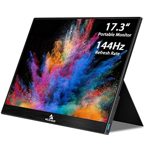 NexiGo 144Hz 17.3インチポータブルゲーミングモニター、FHD IPSコンピューターディスプレイ、HDMI付きデュアルスピーカーアイケアス​​クリーン/ラップトップPC/MAC/表面/ PS4 / Xbox/スイッチ用タイプC、ブラックスマートカバー付き NexiGo-Portable M-WCS144-173-2