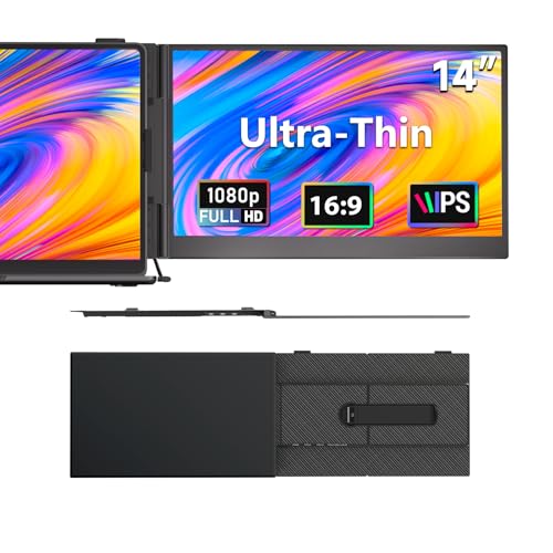 DZVW ノートパソコン画面エクステンダー 1.5ポンド 超軽量 14インチ 1080P FHD ポータブルモニター ノートパソコン用 プラグアンドプレイ デュアルトラベルスクリーンモニター ノートパソコン デュアルモニターアタッチメント Windows/Mac/Android/Chrome対応 S8