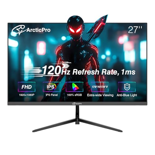 ArcticPro 27インチモニター 120Hz FHD 1080p コンピューターモニター IPS 99%sRGB 適応同期 応答時間1ms 3面フレームレス ウルトラスリム VESAマウント可能 ブルーライト防止設計 HDMI & VGAポート ADZ27F1