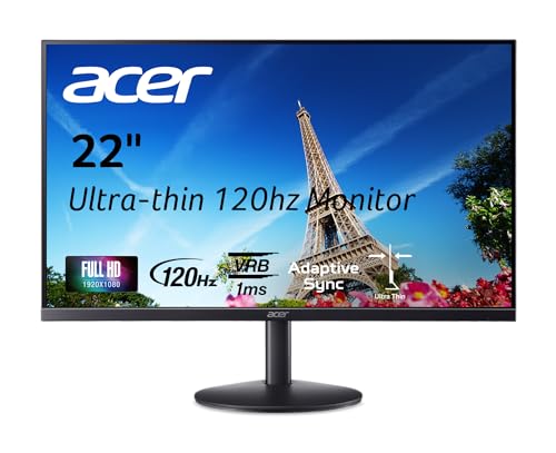 Acer SB223Q J0bi 21.5インチ フルHD 1920 x 1080 超薄型ホームオフィスモニター | アダプティブ同期サポート (FreeSync対応) | 最大120Hzリフレッシュレート | 1ms VRB | sRGB 99% | チルト | HDMI 1.4 & VGAポート1 x 1