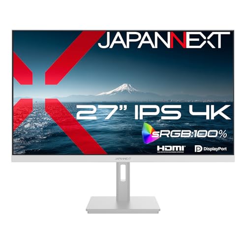 JAPANNEXT 27インチ IPSパネル搭載 4K(3840×2160)解像度 ホワイトカラー液晶モニター JN-IPS2709U-W HDMI DP sRGB:100% HDR PIP/PBP対応 ケーブル(ホワイト)同梱 【2年保証】