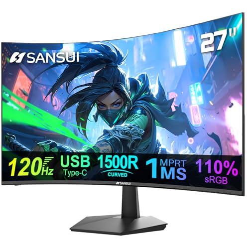 MSI SANSUI カーブモニター 27インチ 100Hz USB Type-Cコンピューターモニター スピーカー内蔵 | FHD 1080p|HDR|110% sRGB| 1500R|VESA対応 タブレット、デスクトップ、ノートパソコン、PCワークゲーム用