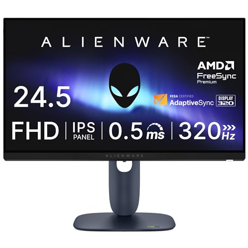 Dell AW2525HM 24.5インチ Alienware ゲーミングモニター(無輝点3年保証/FHD/IPS,非光沢/DP 1.4×1,HDMI×2/sRGB 99%/縦横回転,高さ調整/0.5ms,320Hz(DP),255Hz(HDMI)/ G-SYNC Compatible,AMD FreeSync Premium)
