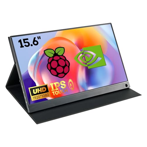 Yahboom HDディスプレイ 15.6インチタッチスクリーン 1920*1080IPS スタンド保護キャップ付き、スピーカー内蔵ケーブル付き Pi 5/Jetson Nano/Orin Nano/RDK X5