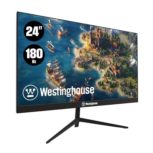 HumanCentric Westinghouse 24インチ フラットゲーミングモニター 180Hz 1ms AMD FreeSync対応 ローモーションブラー 1080p フルHD IPSディスプレイ オフィス PC コンソールゲーム用 スピーカー内蔵 DisplayPort1個 HDMI2倍