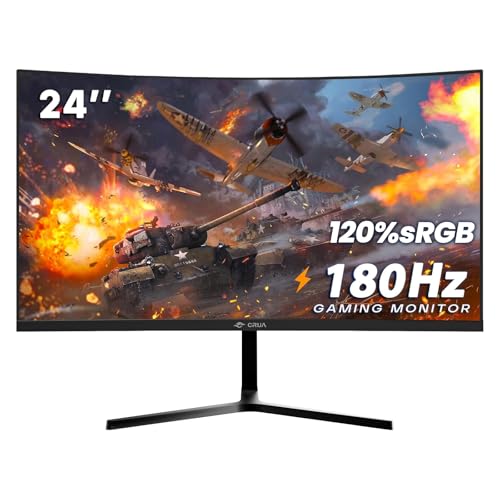 CRUA 24 inch 144hz/165hz Curved Gaming Monitor，FHD 1080P Frameless Computer Monitor，Support AMD freesync Low Motion Blur, Eye Care, VESA, DisplayPort, HDMI, Black CR240DM