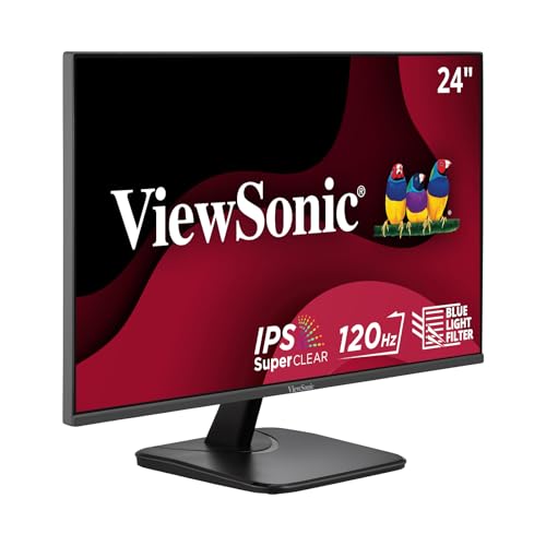 ViewSonic VA2456A-MHD 24インチ IPS 1080p モニター 120Hz、アイケア、HDMI、DisplayPort、VGA入力 自宅やオフィス用