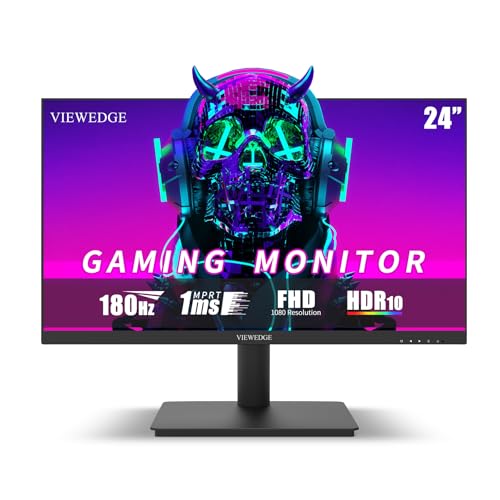 Viewedge 24インチゲーミングモニター 180Hz、VA 1ms、FHD 1080p、HDR 10 PCコンピューターモニター、100%sRGB、ブルーライトフィルター、HDMI2個&DPポート1個、フリー同期と壁取り付けに対応 CS24FKUS
