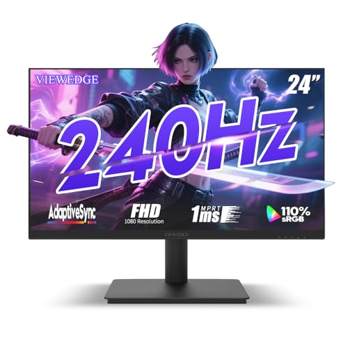 Viewedge 24インチゲーミングモニター 240Hz、VA 1ms、FHD 1080p、HDR 10 PCコンピューターモニター、110%sRGB、ブルーライトフィルター、HDMI2&1DPポート付き、アダプティブ同期と壁取り付けに対応 CS2424FLA-P