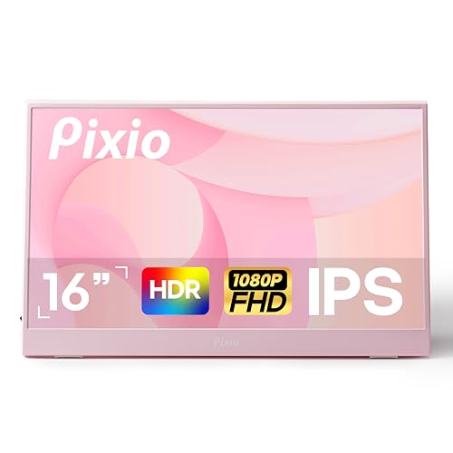 Pixio PX160 ウェーブローズ ポータブルモニター 15.6インチ 60Hz FHD 1080p IPS パネル HDR USB-C HDMI対応 ノートパソコン PC コンソール 電話用 PX160WAVEK
