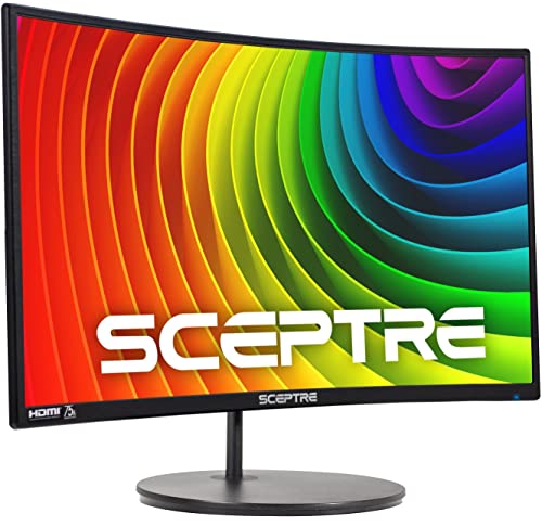 Sceptre (セプトル) カーブ 27インチ LED モニター HDMI VGA 最大75Hz 内蔵スピーカー エッジレスマシン ブラック 2021 (C278W-1920RN)