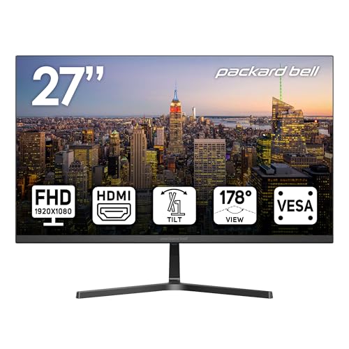 PACKARD BELL airFrame 27インチ FHDモニター 1920x1080 ウルトラワイド VESAマウント対応 傾き調整 HDMI/VGA スリムベゼル 自宅 オフィス ライトゲーム用 M27200