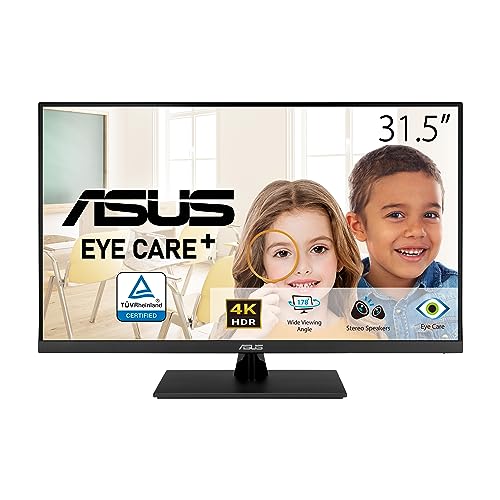 ASUS Eye Care モニター / VP327Q / 31.5インチ / 4K UHD (3840 x 2160) / 99% sRGB/HDR-10 / Adaptive-Sync/DisplayPort/HDMI/フリッカーフリー/ブルーライト軽減機能/壁掛け対応/国内正規品