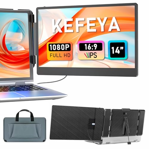 KEFEYA ノートパソコン画面エクステンダー 14インチ ポータブルモニター ノートパソコン用 13~17インチ 1080P FHD IPS モニターエクステンダー USB-C/HDMIポート付き プラグアンドプレイ Windows/Chrome/Mac/Switch/PS5用 S1