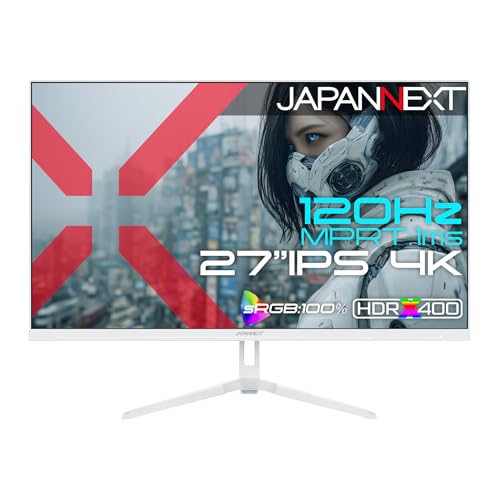 JAPANNEXT 27インチ IPSパネル搭載 120Hz/1ms(MPRT)対応 4K(3840×2160)解像度 ゲーミングモニター(ホワイト) JN-IPS27G120U-W HDMI2.1 DP sRGB:100% HDR400相当 PS5 4K:120Hz接続 VRR ケーブル同梱(ホワイト) 【2年保証】