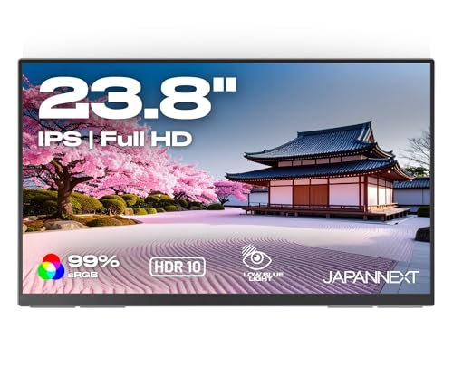 JAPANNEXT 23.8インチ IPSパネル搭載 フルHD(1920x1080)解像度 大型モバイルモニター JN-MD-IPS238F-C6 USB-C(最大65W給電) HDMI sRGB:100% DCI-P3:91% HDR 電源アダプター(120W)付属 フェルトケース同梱 自立式キックスタンド搭載 【2年保証】