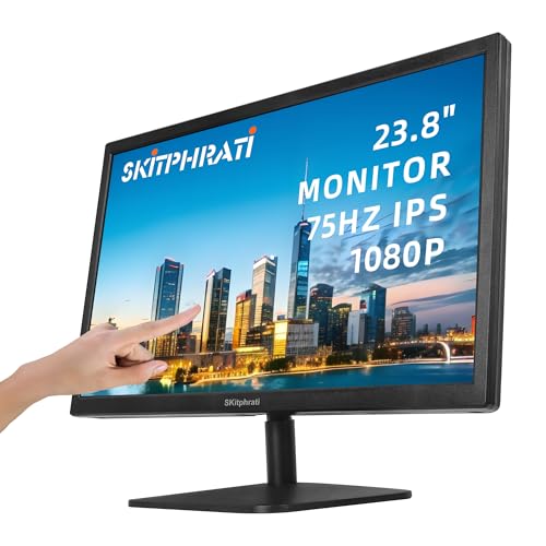SKitphrati 21.5インチ タッチスクリーンモニター FHD 1920x1080p IPSスクリーン、VESA対応、10ポイントコンピュータータッチスクリーンPCディスプレイ、Type-B HDMI VGAポート、75Hzデスクトップタッチディスプレイ、ブラック HD-215