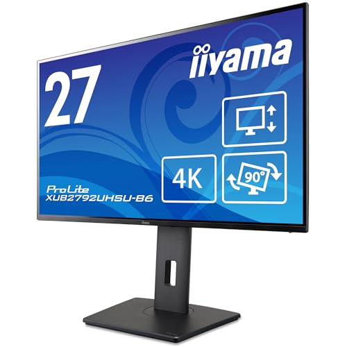 iiyama 4K モニター ディスプレイ 27インチ ProLite XUB2792UHSU-B6 IPS方式 HDMI DisplayPort USBハブ 高さ調整 角度調整 全ケーブル付 3年保証 国内サポート