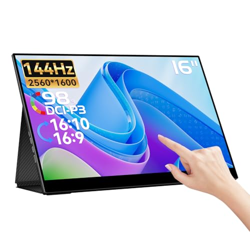 EHOMEWEI モバイルモニター 16インチ 144Hz 2.5K QHD IPS ゲーミングモニター 光沢 超薄型 アスペクト比 切替可 DCI-P3 100% デジタルシネマ規格 メーカー保証3年 FreeSYNC対応 SP-160TW SP-160NW