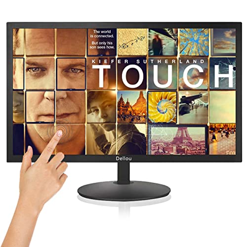 Elweyoo 22インチタッチスクリーンモニタリング監視LCDディスプレイセキュリティカメラモニターCCTVスクリーン多機能インターフェースHDMI、AV、BNC、VGA、USB、PC入力コンピュータモニター1920x1080フルHD解像度。