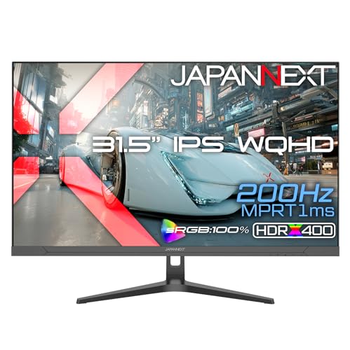 JAPANNEXT 31.5インチ IPSパネル搭載 200Hz/1ms(MPRT)対応 WQHD(2560×1440)解像度 ゲーミングモニター JN-IPS315G200Q HDMI DisplayPort sRGB:100% HDR400相当 PS5 WQHD:120Hz 【2年保証】