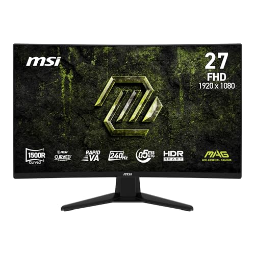 MSI MAG 274CF E20 27インチ 1920 x 1080 (FHD) ゲーミングモニター 200Hz アダプティブ同期 HDMI DisplayPort VESAマウント可能 チルト調整可能 0.5ms ブラック