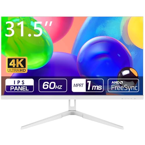 ASTEX 4K 31.5インチ ゲーミングモニター 4K UHD 3840x2160 IPS HDR AMD FreeSync対応 フリッカーフリー ブルーライトカット 非光沢パネル HDMI DP 端子充実 壁掛け対応 31.5V型 ホワイト