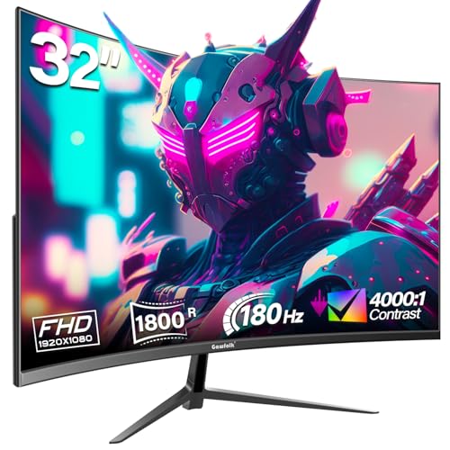Gawfolk 32インチ ゲーミングモニター 1800R カーブコンピュータモニター 165HZ/180HZ PCモニター VAスクリーン 自宅、オフィス、寮用、壁取り付け対応 GF320D