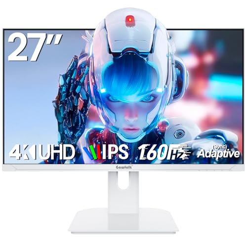 Gawfolk 27インチ 4K ゲーミングモニター 160Hz ホワイト PC コンピューター モニター UHD 3840 x 2160p IPSスクリーン ホーム&オフィス用 Freesync DP 1.4 HDMI 2.1 アイケア ウォールマウント対応 GF270J