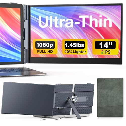 UK BONITOYS ノートパソコン画面エクステンダー、14インチ超薄型&軽量ポータブルモニター、1080P FHD IPSスクリーン、13-17インチのノートパソコン用のプラグアンドプレイ、MacBook/Windows対応のノートパソコンモニターエクステンダー S8