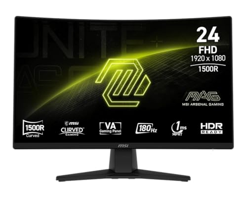 MSI mag 242C 1920x1080 (FHD)、180Hz、1ms、HDR対応、1500R、Rapid VA。