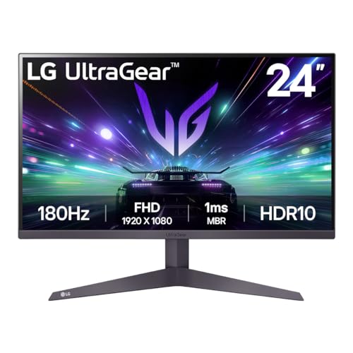 LG 24GS50F-B 24インチ FHD (1920 x 1080) UltraGear ゲーミングモニター 180Hz、1ms MBR、HDR10、AMD FreeSync、HDMI、DisplayPort、3面バーチャルボーダーレスデザイン、ブラック 24GS50F-B.AUSQ