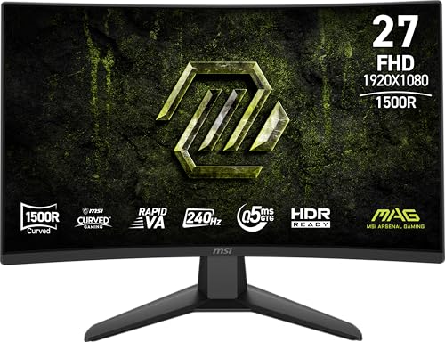 MSI MAG 274CF X24 27インチ 1920 x 1080 (FHD) ゲーミングモニター 240Hz AMD Adaptive-Sync HDR対応 HDMI VGAポート VESAマウント可能 チルト 4面スリムベゼル 0.5ms ブラック
