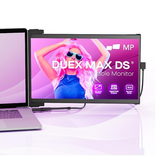 Duex モバイルピクセルポータブルモニター Duex Max DS ノートパソコンモニターエクステンダー 14.1インチ 1080P FHD IPS プラグアンドプレイ トラベルモニターエクステンダー 14インチ~17インチのノートパソコン用 Windows/Mac/Android/Switch対応 101-1007P06