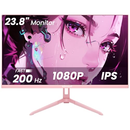 Prechen SKitphrati ピンク 24インチ ゲーミングモニター 200Hz リフレッシュレート FHD 1080p 解像度 高速IPSパネル 1ms GTG 応答時間 適応同期 内蔵スピーカー ピンクモニター HD-238