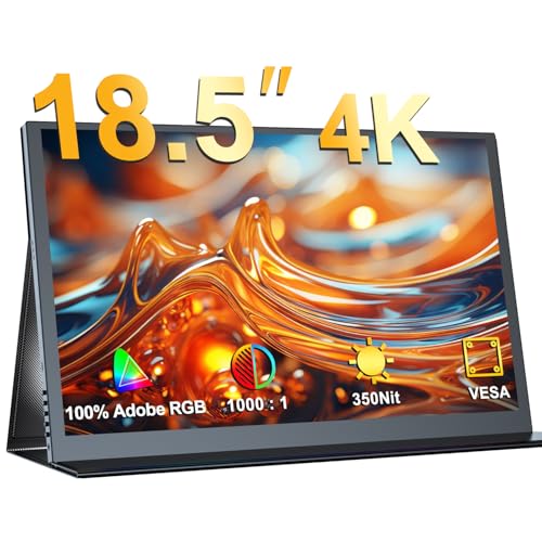 EVICIV モバイルモニター 4K 18.5インチ QLED モバイルディスプレイ 非光沢 UHD 3840x2160 人気 薄型 大画面 ポータブルモニター 保護カバー付き 大型 サブモニター スピーカー内蔵 Type-C/mini HDMI搭載 HDR VESA対応 壁掛け可能 XBOX/Switch/ゲーム/PC/Macなど対応 在宅ワーク 画像 写真編集 ファイル閲覧