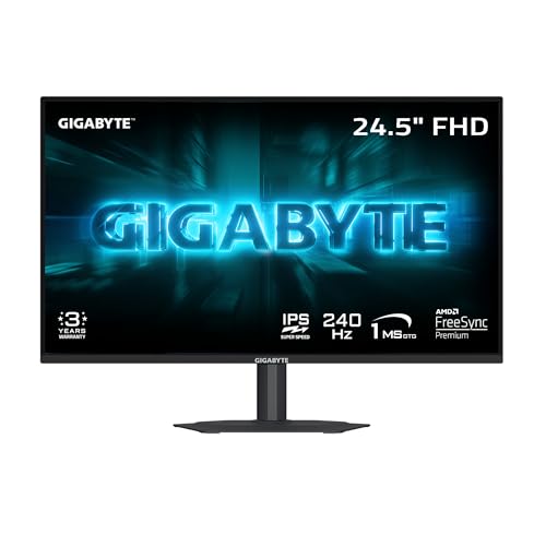 GIGABYTE G25F2A - 24.5インチ SuperSpeed IPS ゲーミングモニター - FHD 1920x1080-240Hz - 1ms GTG - AMD FreeSync Premium - HDMI、DP - 高さと傾き調整可能 - ブラック