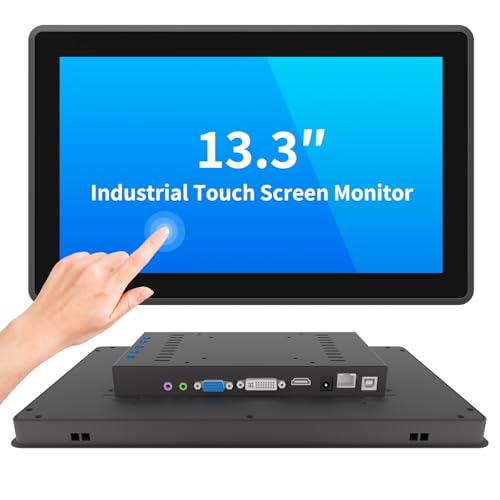 LMENGER 13.3インチ産業用タッチスクリーンモニター、10点タッチ、アスペクト比16:9静電容量式PCAPディスプレイ、1920 x 1080R、アクティブマトリックスTFT LCD、LEDバックライト、VGA、DVI、HD-MIポート LM-ID133
