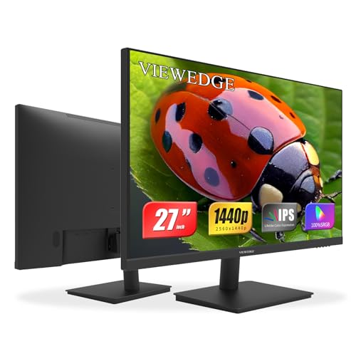 Viewedge 27インチモニター 2K 2560 x 1440 IPSパネル 75hz | コンピューターモニター 27インチ QHD HDMI DP 壁取り付け可能 | 仕事やゲーム用の目の保護 PC 1440p モニター CS27QT