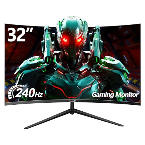 Gawfolk 32インチ 湾曲ゲーミングモニター 240Hz、1800R PCモニター フルHD 1080P、Freesyncとアイケア技術を備えたフレームレスコンピューターディスプレイ、壁取り付け可能 GF320C