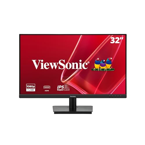 ViewSonic VA3209M 32 Inch IPS Full HD 1080p Monitor with Frameless Design, 75 Hz, Dual Speakers, HDMI, and VGA Inputs for Home and Office