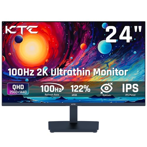 モニター KTC 24インチ QHD 100Hz パソコンモニター IPS 2K 1300:1コントラスト ブルーライトカット 122%sRGB FreeSync & G-Sync対応 HDMI2.0 & ディスプレイポート1.4 PCモニター ゲーミングオフィスワーク用 H24T27